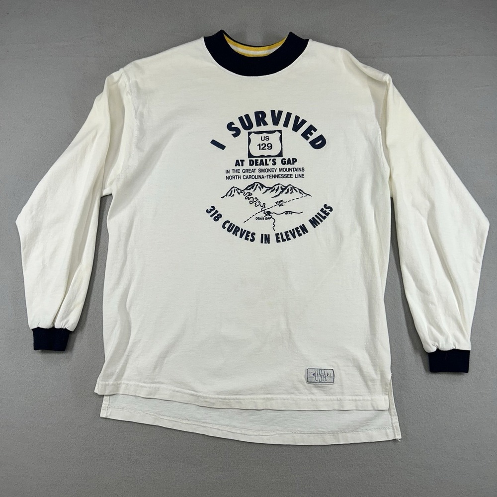 Vintage Graphic Long Sleeve T Shirt I Survived Deals Gap Smoky Mountains Sz M